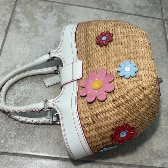 Vintage Coach Straw Bag with Daisies A04K-4443 Limited Edition/Rare - Picture 14 of 16